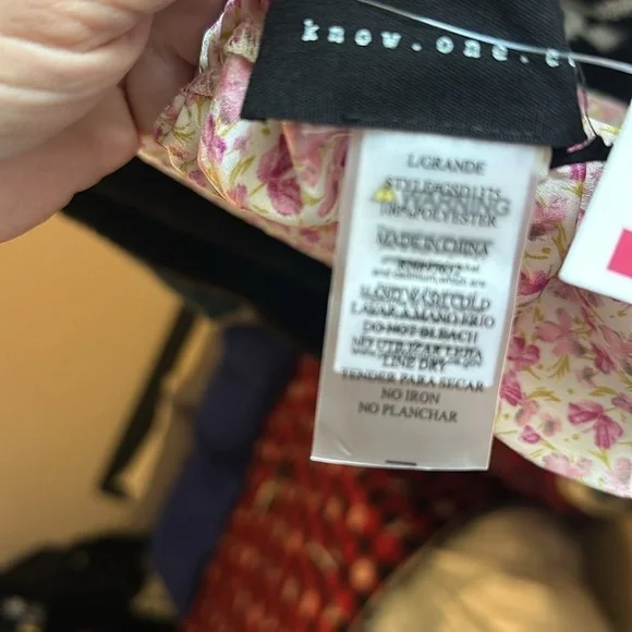 KNOW ONE CARES Satin Maxi Dress Pink / Cream size large - Picture 8 of 8